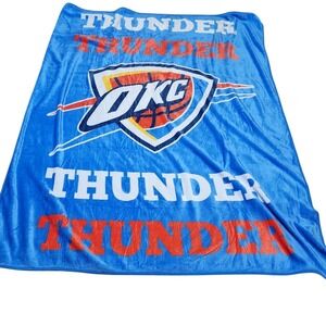 OKC Thunder Throw Blanket Fleece Cozy Blue NBA Fan Gear Home 50x70